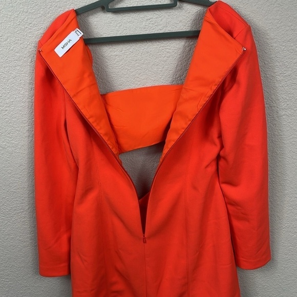 New Misha Hazel Cutout Long Sleeve Cocktail Dress Mini Orange Tangerine Sz 10 - Picture 6 of 11